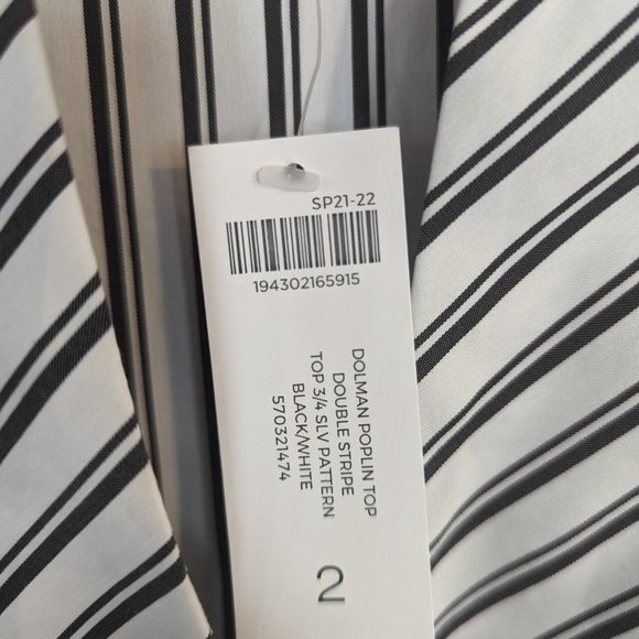 NWT Chicos Double Stripe Poplin Dolman Top Size 2  = Size 12/14 Large - Picture 4 of 5